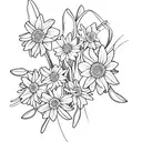 Daffodil and daisy intertwined bouquet tattoo design idea