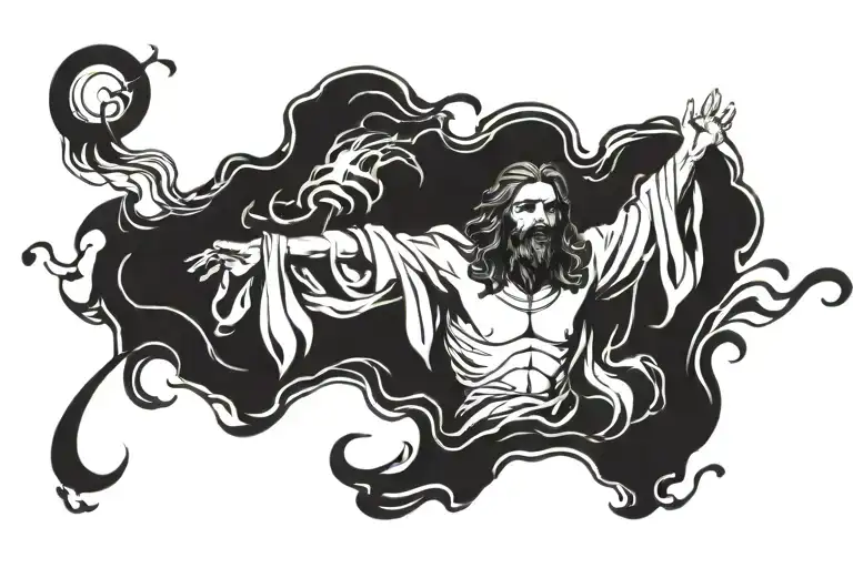 Jesus walking on water tattoo design idea