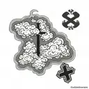 outer arm sleeve clouds and cross  tattoo design idea