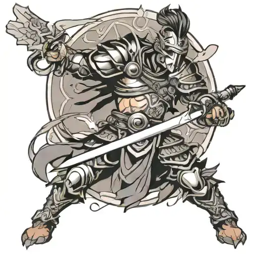warrior wielding tattoo design idea
