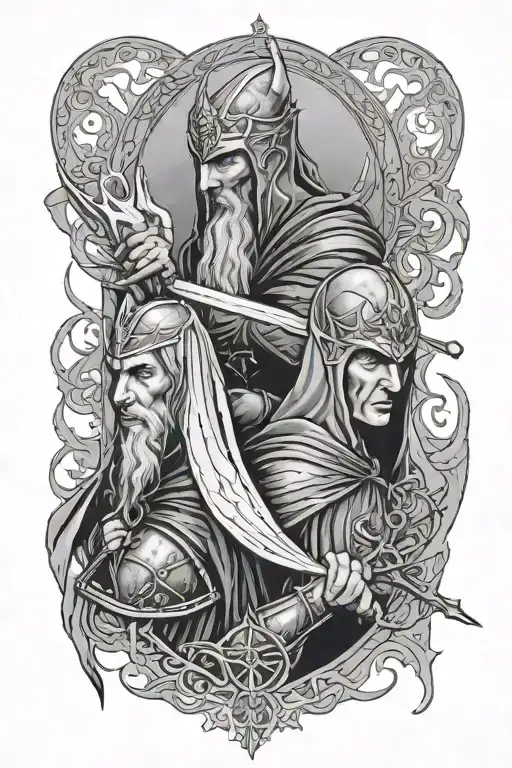 lord of the rings narsil and witch king Baldwin IV tattoo design idea