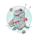 a toad wearing a kimono with bold lines tattoo design idea