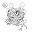 a toad wearing a kimono with bold lines tattoo design idea