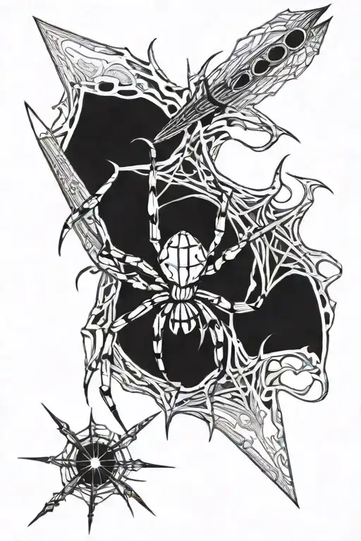 spider and knives tattoo design idea