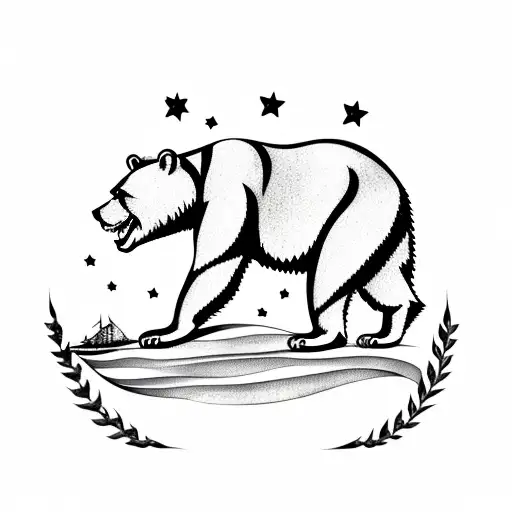 california flag bear tattoo design idea