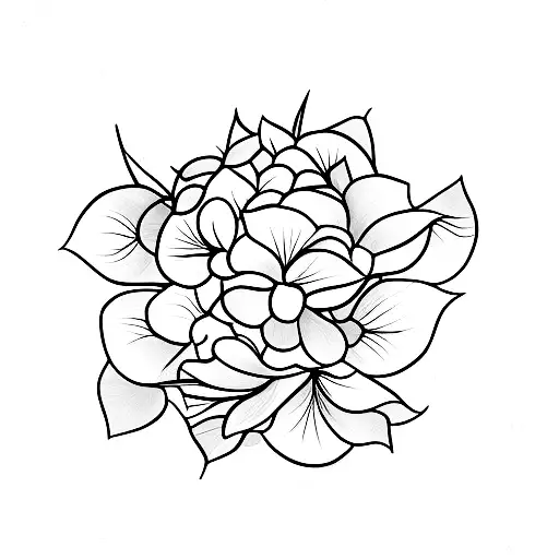 hydrangea flower minimalist tattoo design idea