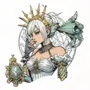 2B from Nier automata as lady liberty tattoo design idea