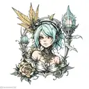 2B from Nier automata as lady liberty tattoo design idea