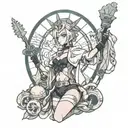 2B from Nier automata as lady liberty tattoo design idea