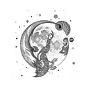 moon with crystals tattoo design idea
