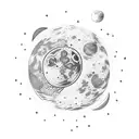 moon with crystals tattoo design idea