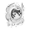 moon with crystals tattoo design idea