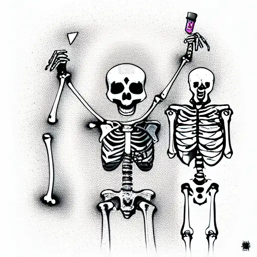 a skeleton that smokes a joint tattoo design idea