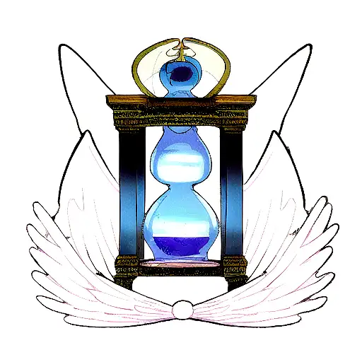 the hourglass with a demon wing and an angel wing  tattoo design idea