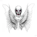 the hourglass with a demon wing and an angel wing  tattoo design idea
