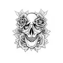 skull snake roses  tattoo design idea