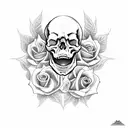 skull snake roses  tattoo design idea