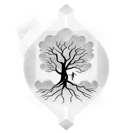 child, father, time, tree of life, life, road tattoo design idea