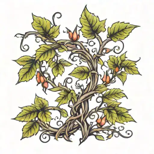 Vines and nature inspired spine tattoo tattoo design idea