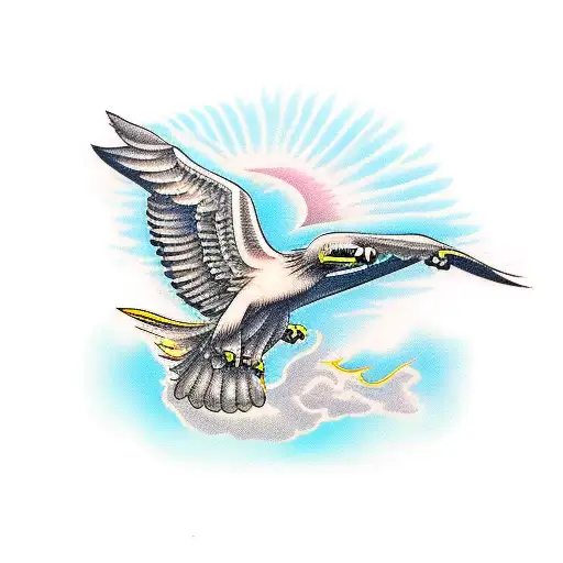 vulture flying with open wings tattoo design idea