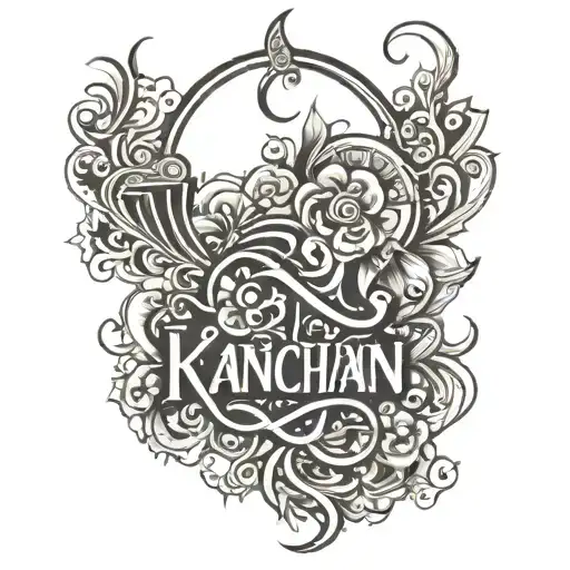 kanchan name written tattoo design idea