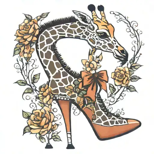 giraffe in stilettos tattoo design idea