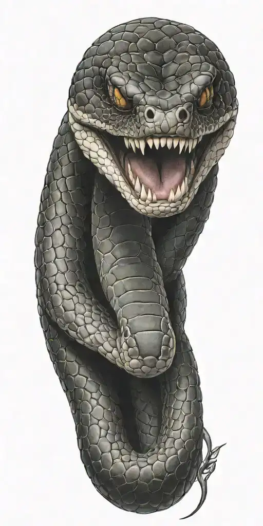  snake with fangs   tattoo design idea