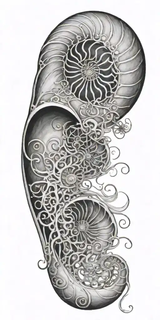 nautilus, jellyfish floating tattoo design idea