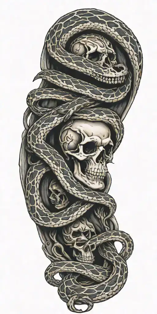  snakes with grim reaper tattoo design idea
