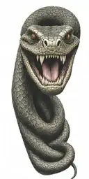 coiled snake with fangs   tattoo design idea