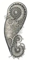 nautilus shell, jellyfish floating tattoo design idea