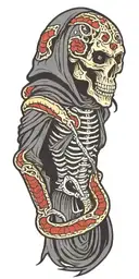 scary grim reaper with snake heads  tattoo design idea