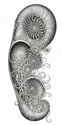 nautilus, jellyfish floating tattoo design idea