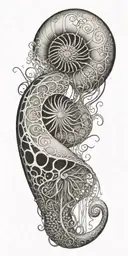 nautilus, jellyfish floating tattoo design idea