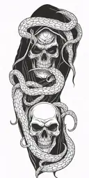 scary grim reaper with snakes   tattoo design idea