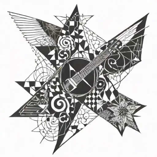 rock music and jazz music stars forming the shape tattoo design idea