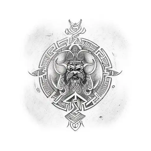 viking Valhalla vegvisir Odin  tattoo design idea