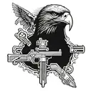 skull,  machine gun, eagle tattoo design idea