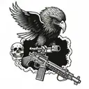skull,  machine gun, eagle tattoo design idea