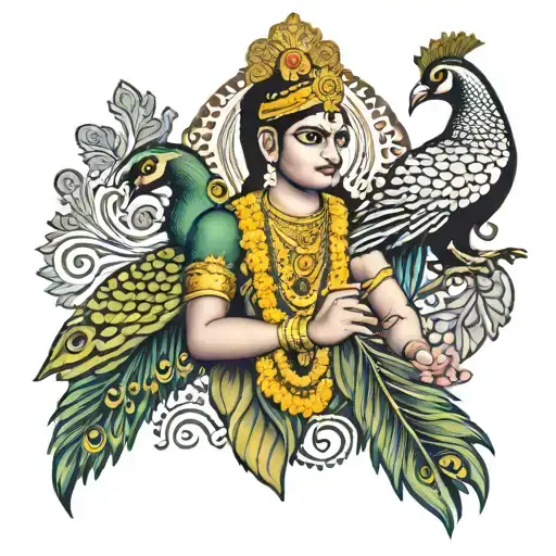 lord murugan vel peacocks tattoo design idea