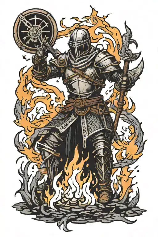dark souls bonfire tattoo design idea