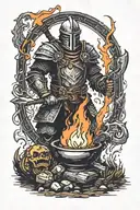 dark souls bonfire tattoo design idea