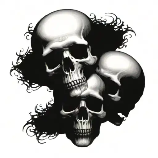 Two-headed skull, lines only, Gustav Doré meets HR Giger tattoo design idea