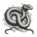 Two headed snake, line shading, ouroboros, style Gustav Doré meets HR Giger tattoo design idea