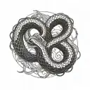 Two headed snake, line shading, ouroboros, style Gustav Doré meets HR Giger tattoo design idea