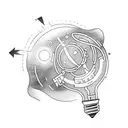 light bulb and pew tattoo design idea