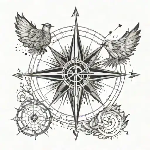 A compass rose with your son's name issa botros yohana as the cardinal directions tattoo design idea