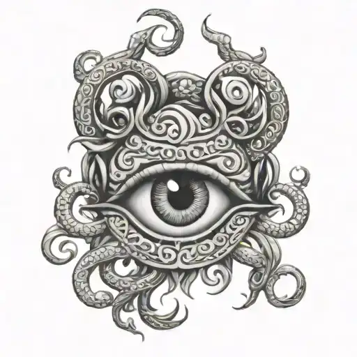 medusa with nazar evil eye tattoo design idea