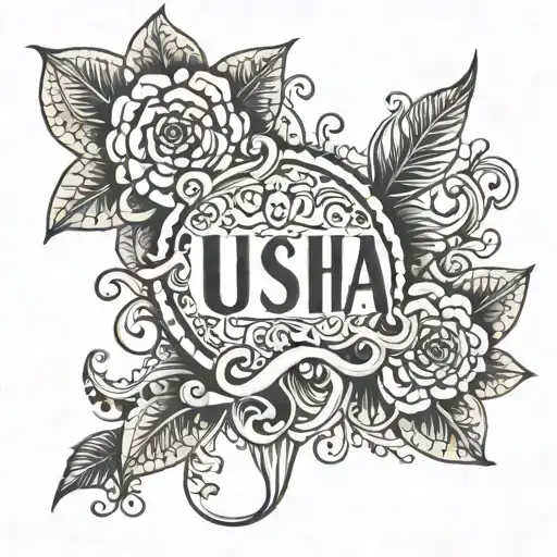 usha my wife name tattoo design idea