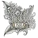 usha my wife name tattoo design idea